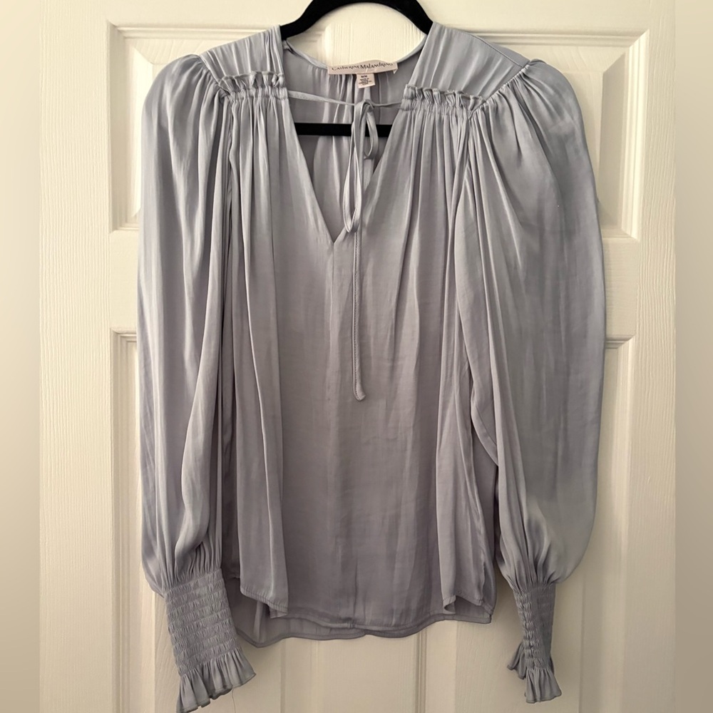 Catherine Malandrino Gray Peasant Blouse Size M Excellent Condition